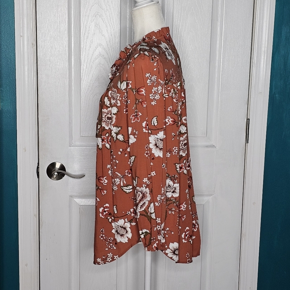 Loft Rust Floral Top M - Picture 8 of 12